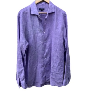 PETER MILLAR Lavender Purple 100% Linen Long Sleeve Button Down Shirt Size L - Picture 1 of 19