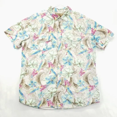 Camisa Roja Camel Para Hombres XL Marrón Blanca Hawaiana Tropical Bolsillos Clásica Abotonada Foto 1 de 4