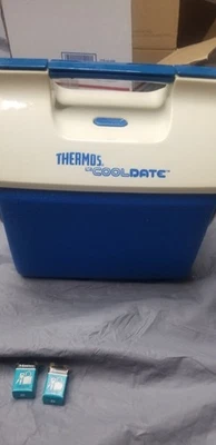 Termo Vintage Cool Date con Bandeja 7 Cuartos Azul Pulsador-LIMPIO-ENVÍO GRATUITO🇺🇲 Foto 1 de 4