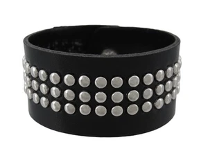 Zeckos Black Vinyl Wristband with Small Chrome Studs - Picture 1 of 5
