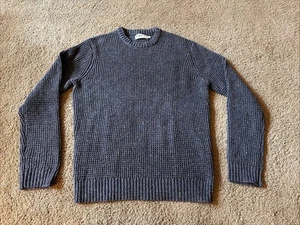Wellen Huckberry Headlands Sweater Mens L Blue Fisherman Chunky Waffle Knit - Picture 1 of 6