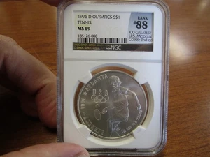 United States Commemorative Silver Dollar 1996-D Olympic Tennis NGC MS69 - Picture 1 of 2