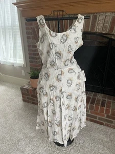 Women's Vintage White & Black Fit & Flare Sleeveless Mid Calf Length Dress Judy - Picture 1 of 6