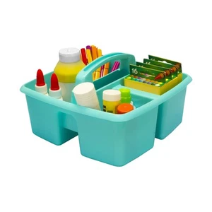 3-Compartment Small Caddy – Multipurpose Classroom Organizer with Handle, Aqu... - Picture 1 of 6