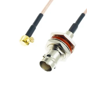 MCX MALE ANGLE to BNC FEMALE Nut Lot Coaxial Jumper RF Pigtail Coax RG316 Cable - Picture 1 of 4