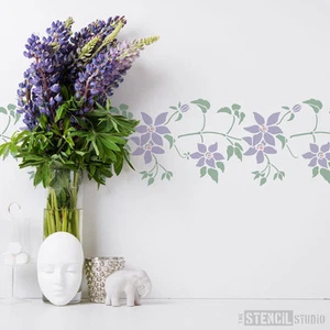 Clematis Flower Stencil - Floral reusable home decor stencils for DIY  10044 - Picture 1 of 9