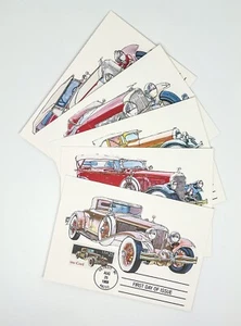US 1988 Scott #2381-85 FDC Classic Cars 5 First Day Cancels on USPS Postcards - Picture 1 of 9