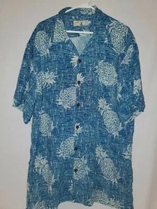 Higj Surf Hawaiian Shirt Men 2XL Blue Pineapple Print Short Sleeve - Picture 1 of 4