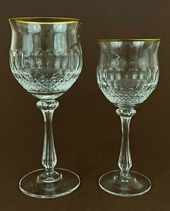 Mikasa Gold Crown Pattern Cut Crystal Water Goblet Wine Glass YOUR CHOICE - Picture 1 of 18