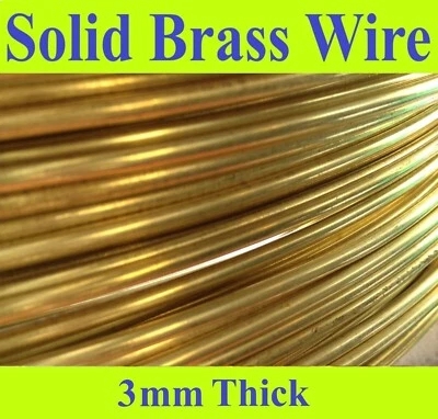 1mtr, 10mtr, 20mtr x 3mm Brass Wire Bare Uncoated Crafts Models Hobbies Solid - image 1 of 4
