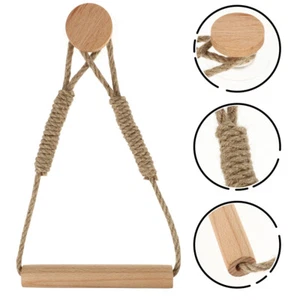Toilet Roll Holder Wooden Towel Rack Kitchen Rag Holder Hanging Paper Holder - Picture 1 of 12