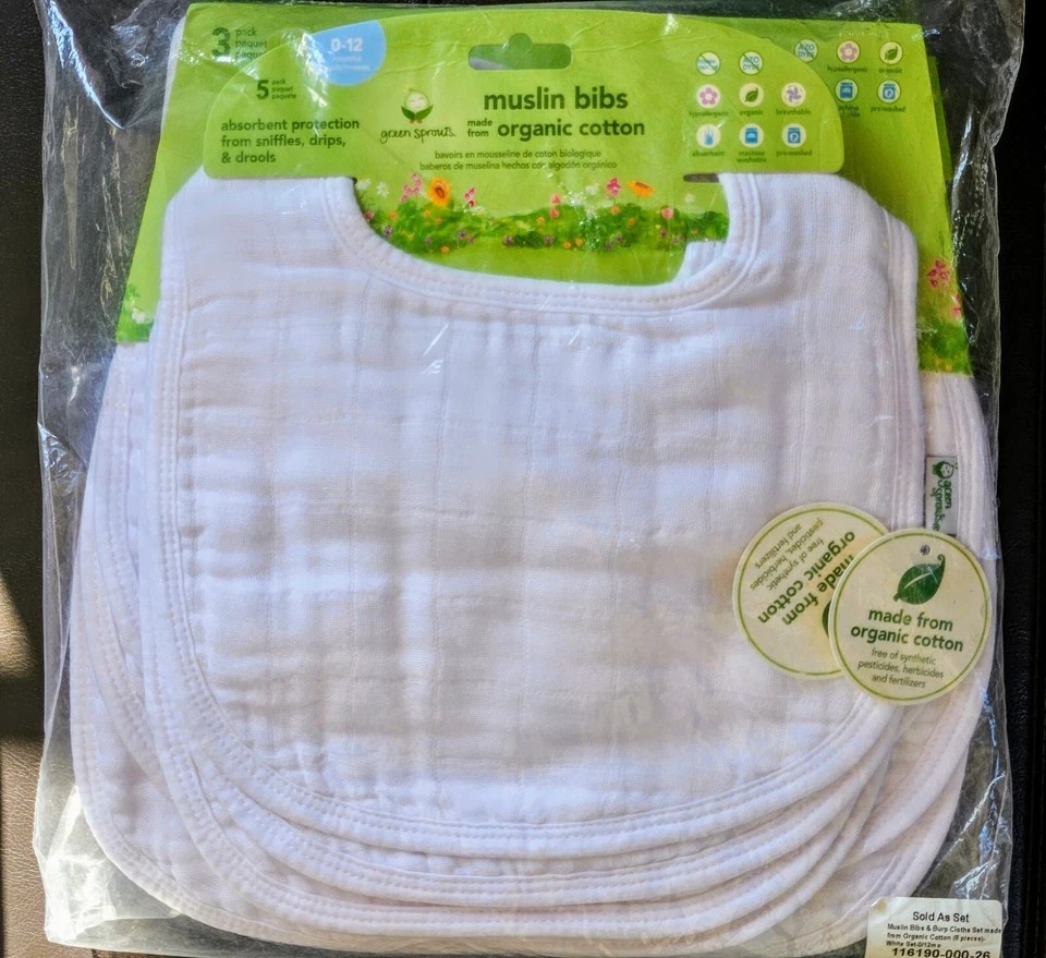 Paquete de paños y baberos de muselina de algodón orgánico Green Sprouts Foto 1 de 4