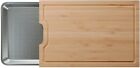 Bamboo Wood Cutting Board with Pull Out Nonstick Baking Sheet Wooden Chopping Bo