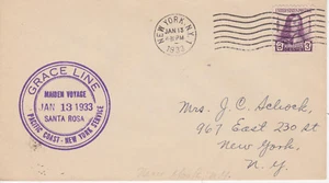 POSTAL HISTORY-EVENT COVER 1933 GRACE LINE MAIDEN VOYAGE NEW YORK TO LOS ANGELES - Picture 1 of 1