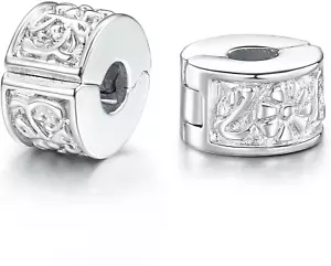 Auténtico 2 piezas Espaciador con Bloqueo con Tapón Dije Cuentas Trajes Pulsera Pandora - Imagen 1 de 7