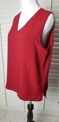 Blusa túnica de seda Harolds cuello en V sin mangas forrada pulóver talla 14 roja Foto 1 de 4