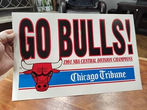 Chgo Bulls 1991 PLAYOFF NBA CENTRAL DIVISION Tribüne Schild Poster Michael Jordan - Bild 1 von 6