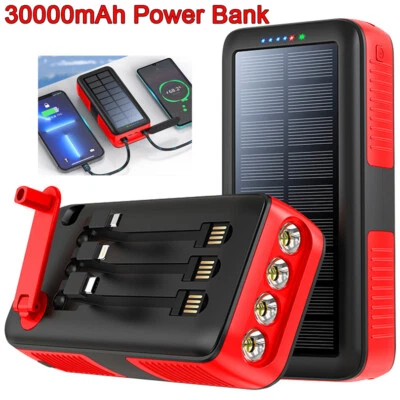 Solar Battery Power Bank Backup Pack USB Hand Rotation Charging Portable Charger - Image 1 of 4
