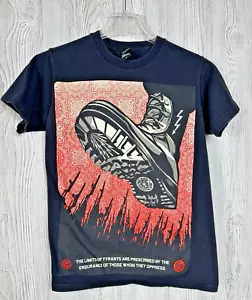 OBEY Small Graphic Print Crewneck Militant Combat Boot Army Tyrants Oppression - Picture 1 of 9