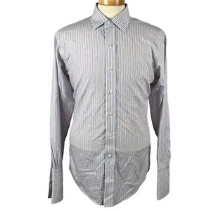 Brooks Brothers Men's White Striped Spread Collard Long Sleeve Shirt 15 1/2-34 - Picture 1 of 24
