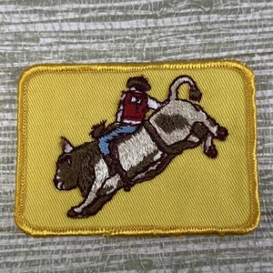 Rodeo Bull Riding Patch Vintage Embroidered Sew On Fabric Free Shipping #3 - Picture 1 of 11