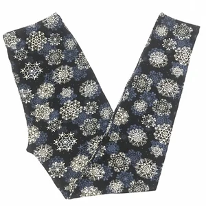 Buttery Soft Christmas Lace Like Snowflake Leggings One Size S M L Holiday OS - Picture 1 of 3
