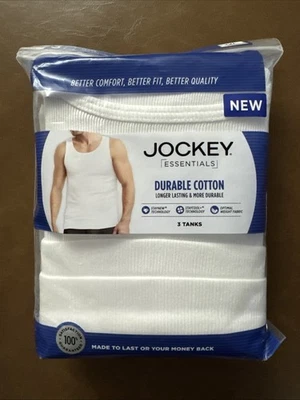 Men/Women JOCKEY Essentials sz 3XL White Durable Cotton 3 Tanks Stay Cool Tech - Image 1 of 2