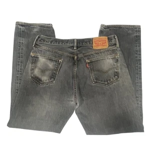 Vintage Levis 501 Jeans Mens W36 L34 (34x30) Black Button Fly Distressed Straigh - Picture 1 of 19