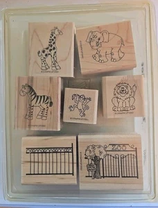 Stampin' Up! Zoo Fun Set Set 7 Briefmarken montiert Zootiere Top Zustand - Bild 1 von 2