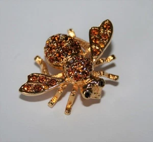Joan Rivers Signed Vintage Amber Crystal Bee Brooch Pin J320 - Picture 1 of 5