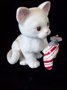 Figura De Colección Enesco Gatito Blanco Gato y Ratón Porcelana RARA Kathy Wise - Imagen 1 de 6