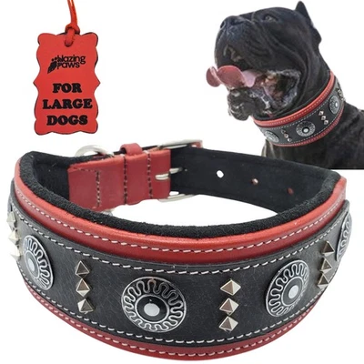 Blazing Paws Armington Wide 2 inch Luxury Thick Leather Western Dog Collar fo... - Image 1 of 4