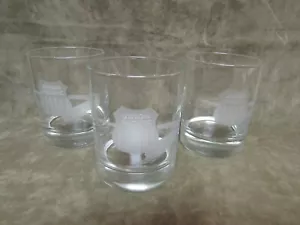 Union Pacific Railroad Deep Etch Rocks Double Old Fashioned Glass Lot of 3 - Picture 1 of 4
