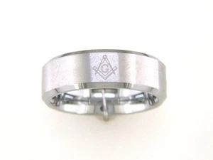 Banda masónica de ajuste cómodo con borde biselado de carburo de tungsteno para hombre - Imagen 1 de 3