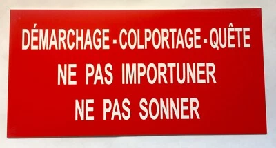 engraved plate CANVASSING • PEDDLING • QUEST DON'T BOTHER Ft 100 x 48 mm - Image 1 of 2