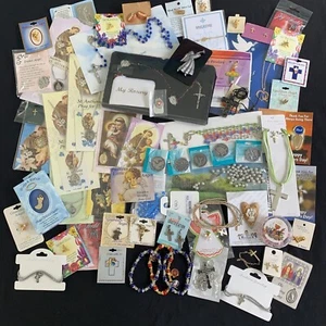 Religiöses Schmuck Konvolut 60 Teile Rosenkranz Medaille Halskette Armband Katholisch Neu R845 - Bild 1 von 11