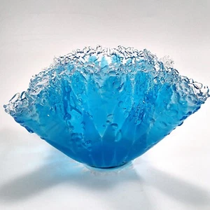 WASSERTROPFEN SPLASH Skulptur Blau Kunst Glas Ozean Meer SUPBURB Handwerkskunst - Bild 1 von 13