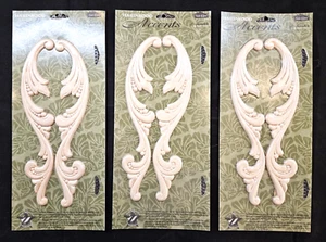 HOUSE OF FARA 1/4" x 1-5/8" x 9-3/4" Birch Wood Scroll Accent Moulding 3 Pack - Picture 1 of 2