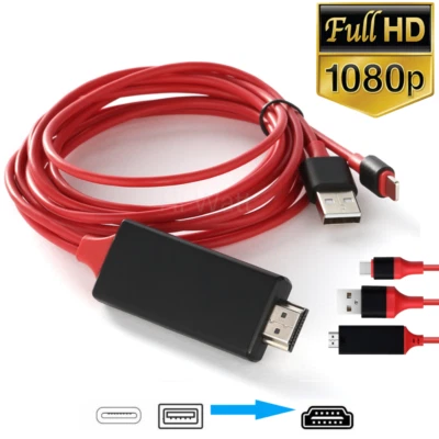 1080P Phone to HDMI Cable Digital HDTV TV AV Adapter For iPhone 14 13 11 8 iPad - Image 1 of 4