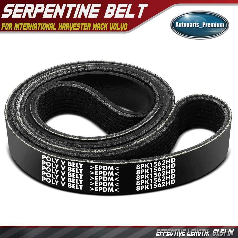 Cinturón serpentino de alta resistencia 61,51" para International Harvester Freightliner Volvo Foto 1 de 4