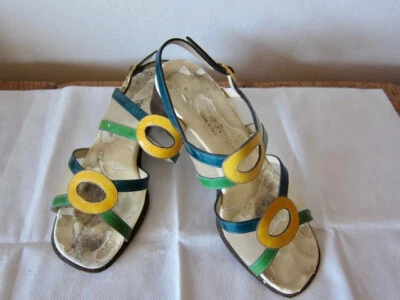 Vintage 60s Mod Italian Leather Sandals - for repair - Image 1 of 4