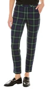 Pantalone J. Mclaughlin Ross verde navy oro reggimentale a quadri donna taglia 2 nuovo con etichette - Foto 1 di 6
