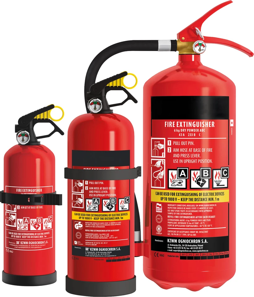 PETEX ABC Feuerlöscher nach DIN EN3 1 KG / 2 KG / 6 KG Dauerdrucklöscher mit Manometer