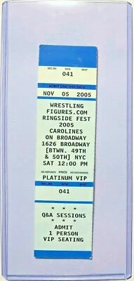 Boleto de lucha libre RINGSIDE FEST 2005 WWE noviembre 2005 CAROLINES NYC crudo WWE WWF Foto 1 de 3