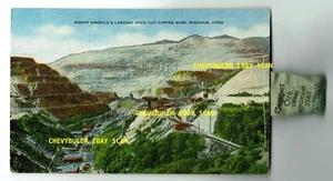1950's Bingham Canyon Utah Copper Mine with Ore Bag Linen Postcard - Picture 1 of 2