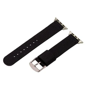 Black 2 Piece RAF Nylon SS Watch Band for 42mm Apple Watch - Picture 1 of 1