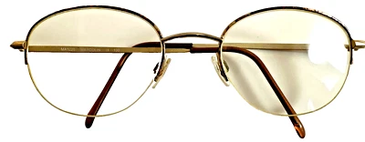 Винтажные очки и цветочный чехол, половина оправы, золото и черепаха, б/у (II) - Изображение 1 из 4