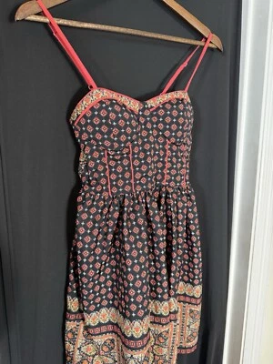 BAND OF GYPSIES Tomate Niña Boho XS Vestido Babydoll Cintura Imperio Años 50 Insp. Folk Foto 1 de 4