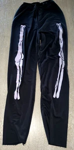 boys girls BLACK SKELETON PANTS HALLOWEEN COSTUME 30 inch long bones zombie - Picture 1 of 1