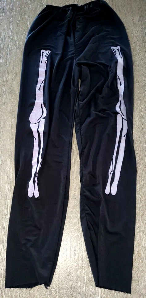 niños niñas PANTALONES ESQUELETO NEGRO DISFRAZ HALLOWEEN 30 pulgadas de largo huesos zombi Foto 1 de 1